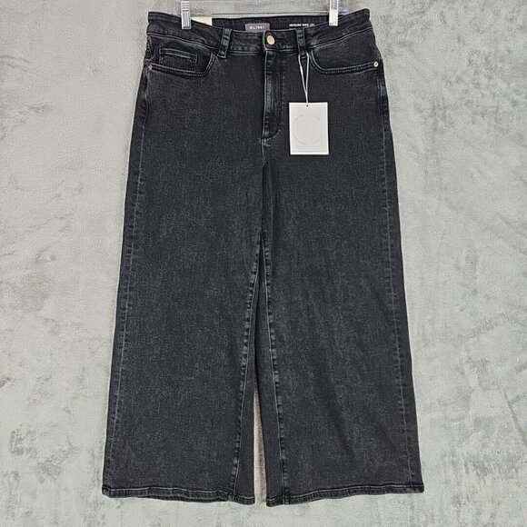 DL1961 Jeans Womens Size 16W Hepburn Wide Leg Crop Nightshade Gray Stretch Denim